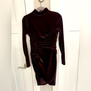 Express velvet long sleeve puff sleeve mini